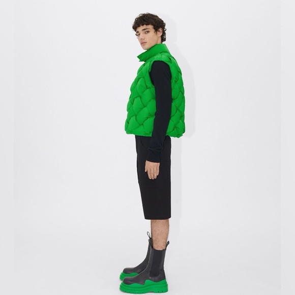 Bottega Veneta BV Green Weaving Puffer Down Vest Jacket Quilted Parakeet Thick - Picture 5 of 12
